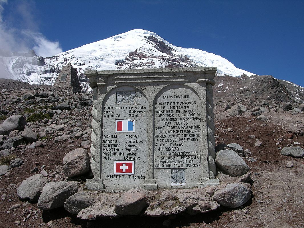 Ecuador Chimborazo 03-07 Monument to French, Colombian and Swiss Climbers